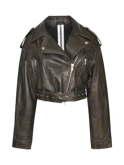 Sword 6.6.44 Cropped Biker Jacket In Black