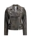 Sword 6.6.44 Cropped Leather Biker Jacket In Black
