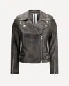 Sword 6.6.44 Cropped Leather Biker Jacket In Black