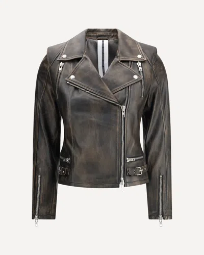SWORD 6.6.44 CROPPED LEATHER BIKER JACKET