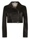 Sword 6.6.44 Cropped Zip-front Leather Jacket In Black