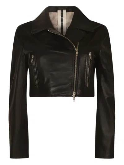 SWORD 6.6.44 CROPPED ZIP-FRONT LEATHER JACKET