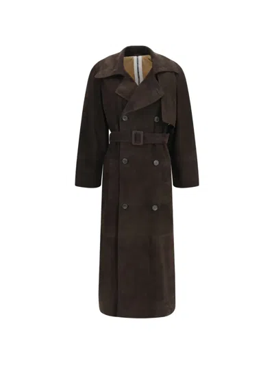 Sword 6.6.44 Double-breasted Belted Coat In Braun