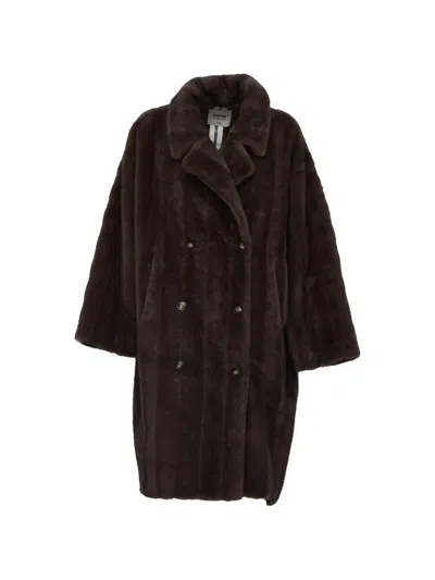 Sword 6.6.44 Double-breasted Faux-fur Coat In Brown