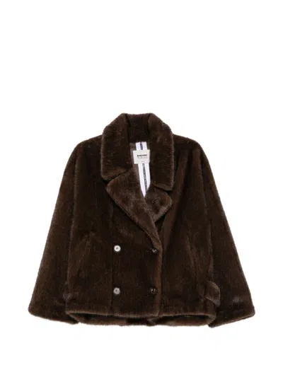 Sword 6.6.44 Double-breasted Faux-fur Coat In Brown