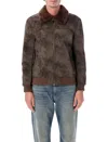 Sword 6.6.44 Sword Sword Eco-leather Biker Jacket With Shearling Collar In Brown