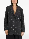 Sword 6.6.44 Embellished Leather Coat In Gray