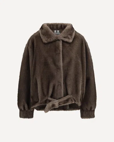 Sword 6.6.44 Faux Fur Jacket With Waist Belt In Brown