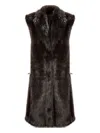Sword 6.6.44 Faux-fur Long Gilet In Brown
