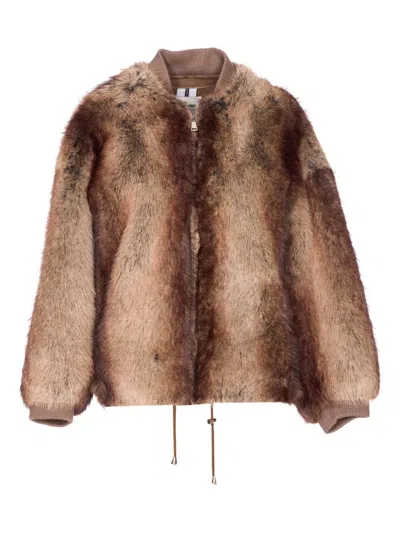 SWORD 6.6.44 FAUX-FUR ROUND NECK JACKET