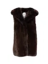 Sword 6.6.44 Sword Brown Faux Fur Gilet With Hood In Brown