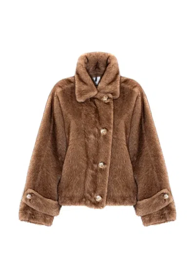 Sword 6.6.44 Faux-fur Button-up Jacket In Brown