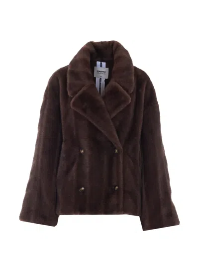 Sword 6.6.44 Faux-fur Double-breasted Jacket In Brown