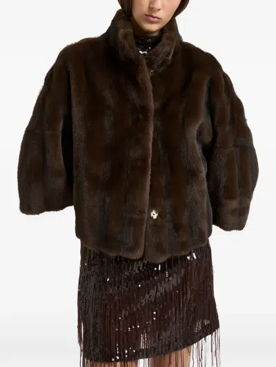 Sword 6.6.44 Faux-fur Funnel-neck Jacket In Brown