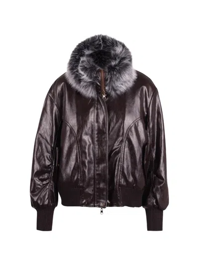 Sword 6.6.44 Faux-fur Trim Bomber Jacket In Brown