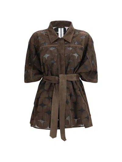 Sword 6.6.44 Floral Suede Shirt In Brown