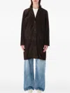 Sword 6.6.44 Sword Tailored Suede-effect Button-front Coat In Brown