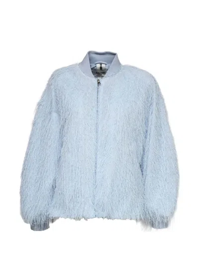 Sword 6.6.44 Fringed Zip-up Bomber Jacket In Blue