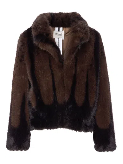 Sword 6.6.44 Fur-effect Shawl-collar Jacket In Brown