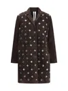 Sword 6.6.44 Goat Suede Leather Blazer With Stone Details In Brown