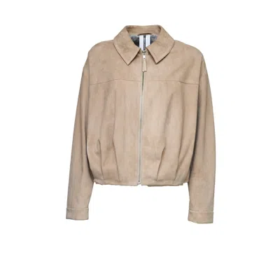 Sword 6.6.44 Goat Suede Zipped Bomber Leather Jacket In Transparent
