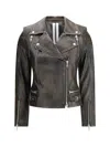 Sword 6.6.44 Cropped Leather Biker Jacket In Black