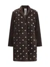 Sword 6.6.44 Goat Suede Leather Blazer With Stone Details In Brown