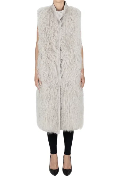Sword 6.6.44 Knitted Gilet With Fur In Gray