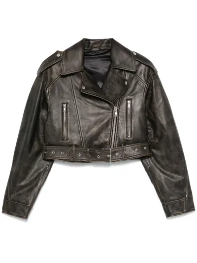 Sword 6.6.44 Leather Biker Jacket In Black