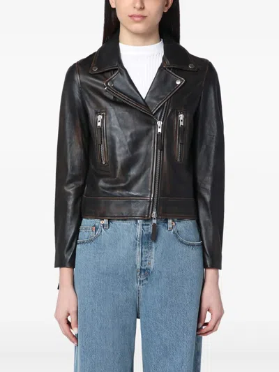 Sword 6.6.44 Leather Biker Jacket In Black