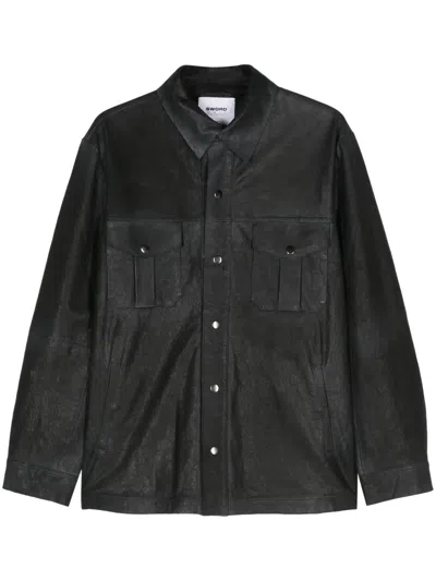 Sword 6.6.44 Leather Press-stud Jacket In Black