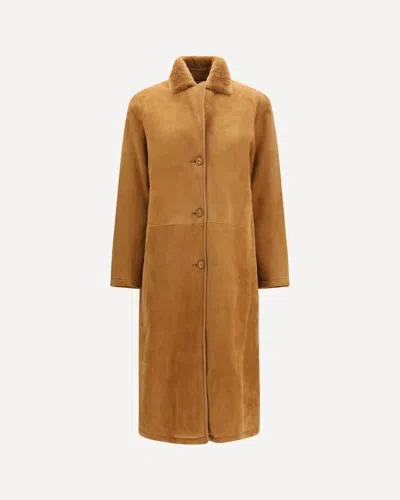 Sword 6.6.44 Leather Shearling Coat In Brown
