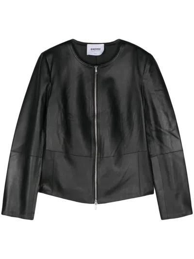 Sword 6.6.44 Leather Zipped Jacket In Black