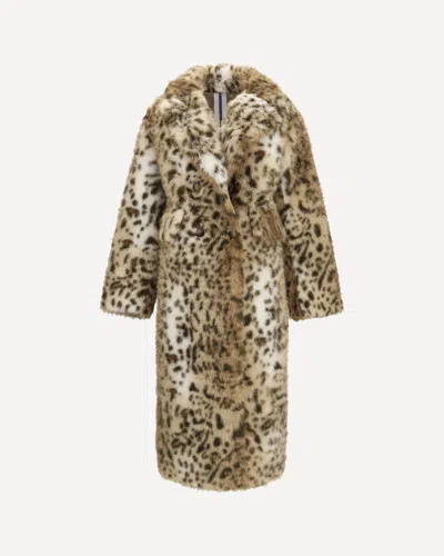Sword 6.6.44 Leopard Print Faux Fur Coat In Beige