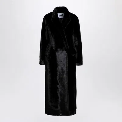 Sword 6.6.44 Sword 6644 Long Faux Fur Coat In Black