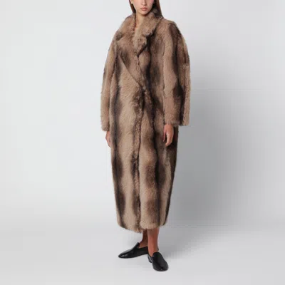 Sword 6.6.44 Sword 6644 Long Shaded Brown Faux Fur Coat