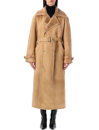 SWORD 6.6.44 S.W.O.R.D. 6.644 LONG SHEARLING COAT BEIGE