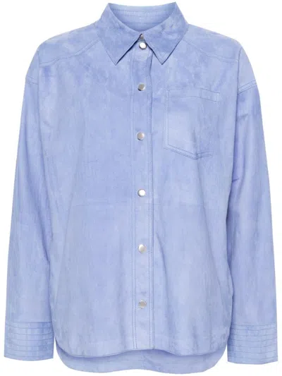 Sword 6.6.44 Long-sleeve Suede Overshirt In Blue