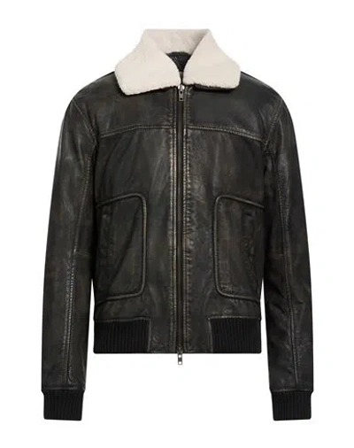 Sword 6.6.44 Man Jacket Charcoal Size 44 Leather In Gray