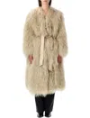 Sword 6.6.44 S.w.o.r.d 6.6.44 Mongolian Shearling Maxi Coat In Brown