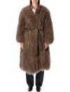 Sword 6.6.44 S.w.o.r.d 6.6.44 Mongolian Shearling Maxi Coat In Gray
