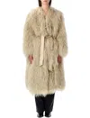 Sword 6.6.44 S.w.o.r.d 6.6.44 Mongolian Shearling Maxi Coat In Sand
