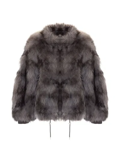 Sword 6.6.44 Oversized Faux-fur Coat In Gray
