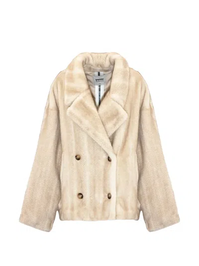 Sword 6.6.44 Ribbed Faux-fur Coat In Nude