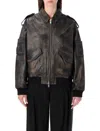 Sword 6.6.44 S.w.o.r.d 6.6.44 Brown Rub-off Leather Bomber In Black