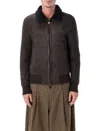 Sword 6.6.44 Brown Shearling Jacket With Fur Collar In Black