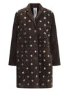 Sword 6.6.44 Goat Suede Leather Blazer With Stone Details In Brown