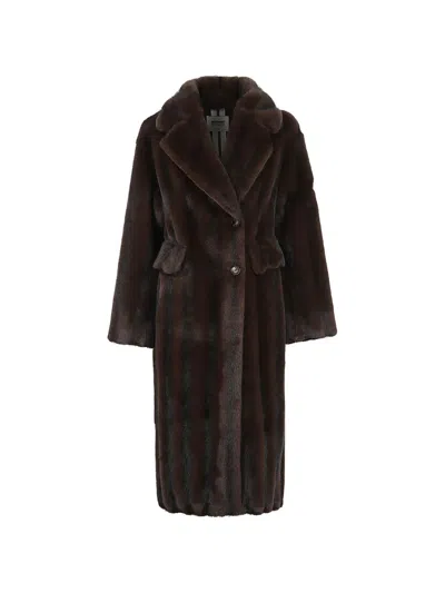 Sword 6.6.44 Striped Faux-fur Coat In Brown