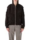 Sword 6.6.44 S.w.o.r.d 6.6.44 Brown Suede Bomber With Patch Pockets In Black