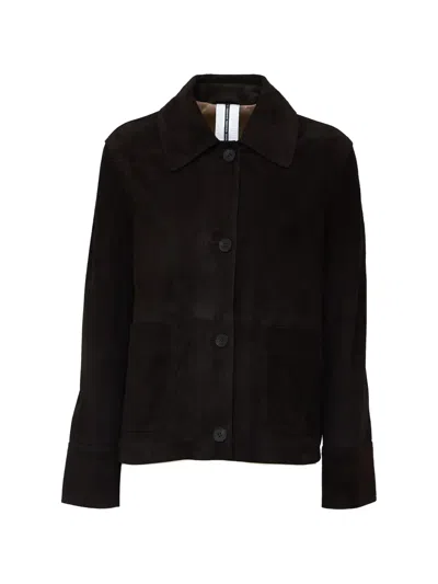 Sword 6.6.44 Suede Button-down Jacket In Brown